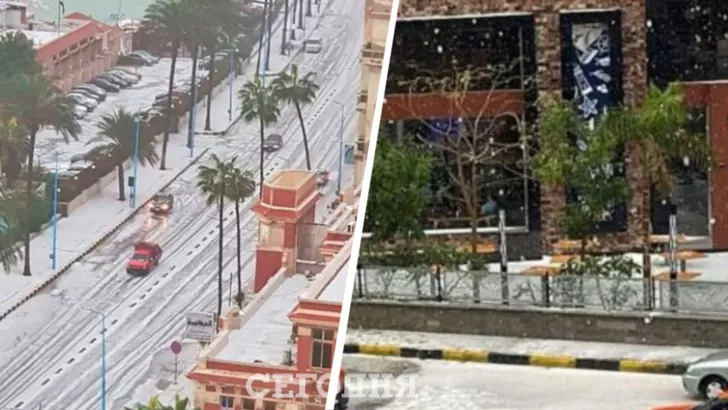 В Египте град со снегом засыпал туристов и местных жителей на Новый год