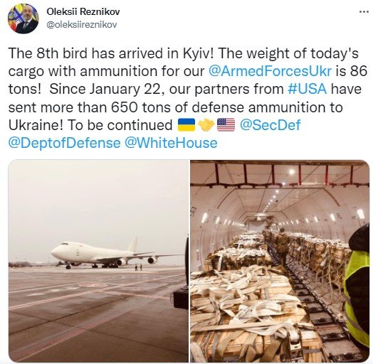 650 тонн боеприпасов: в Минобороны Украины оценили военную помощь от США