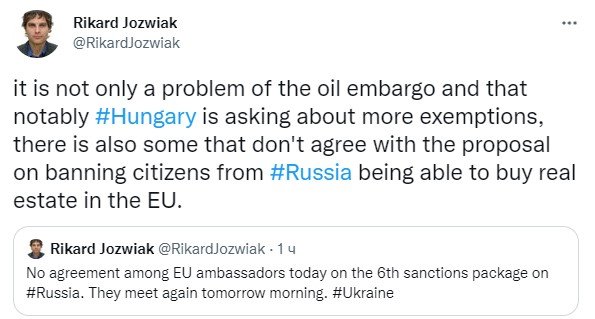 Не только нефтяное эмбарго: СМИ узнали, что еще мешает ЕС ввести новые санкции против РФ 