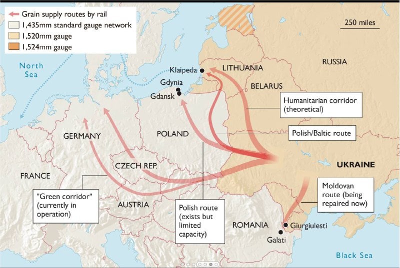 Блокада украинского экспорта: появилась карта возможных маршрутов вывоза зерна 