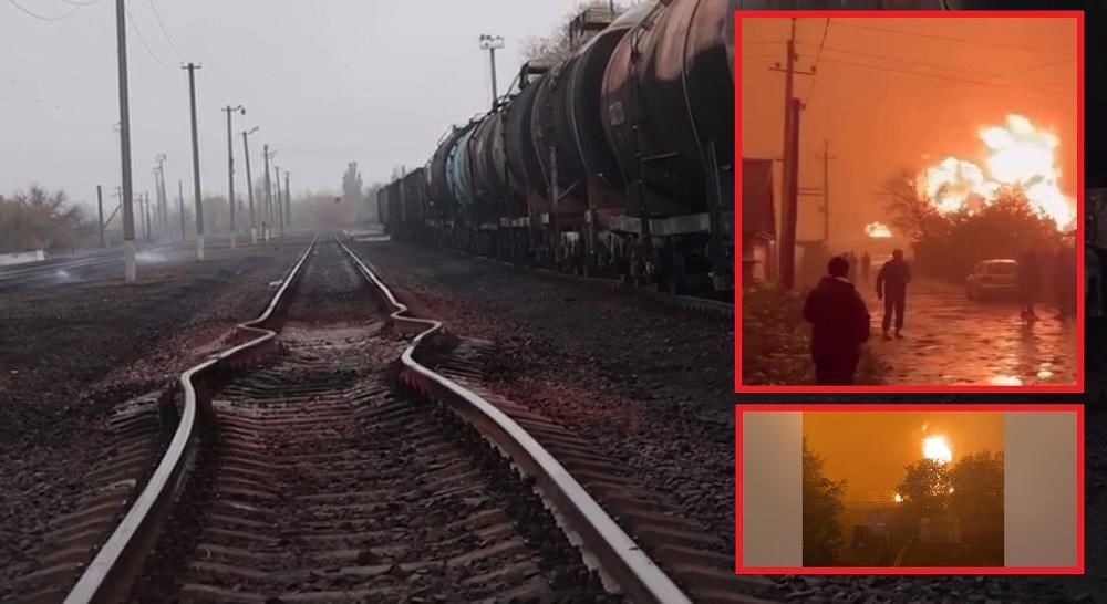 "Знатно полыхало, работают ВСУ", – кадры после взрыва российского поезда с топливом в Шахтерске 