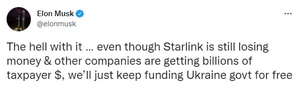 Маск передумал и сделал новое заявление о финансировании Starlink для Украины 