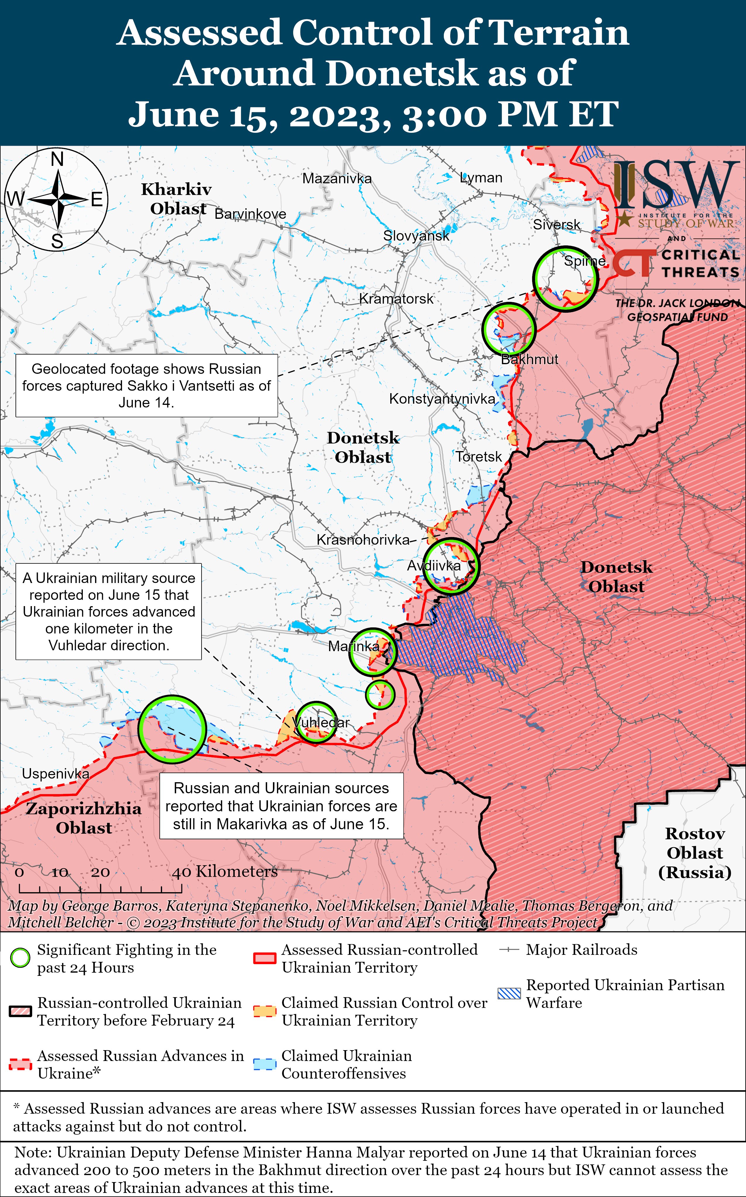 ​Провели успешную атаку трех позиций оккупантов в районе Бахмута: в ISW и ВСУ о боях на Донбассе
