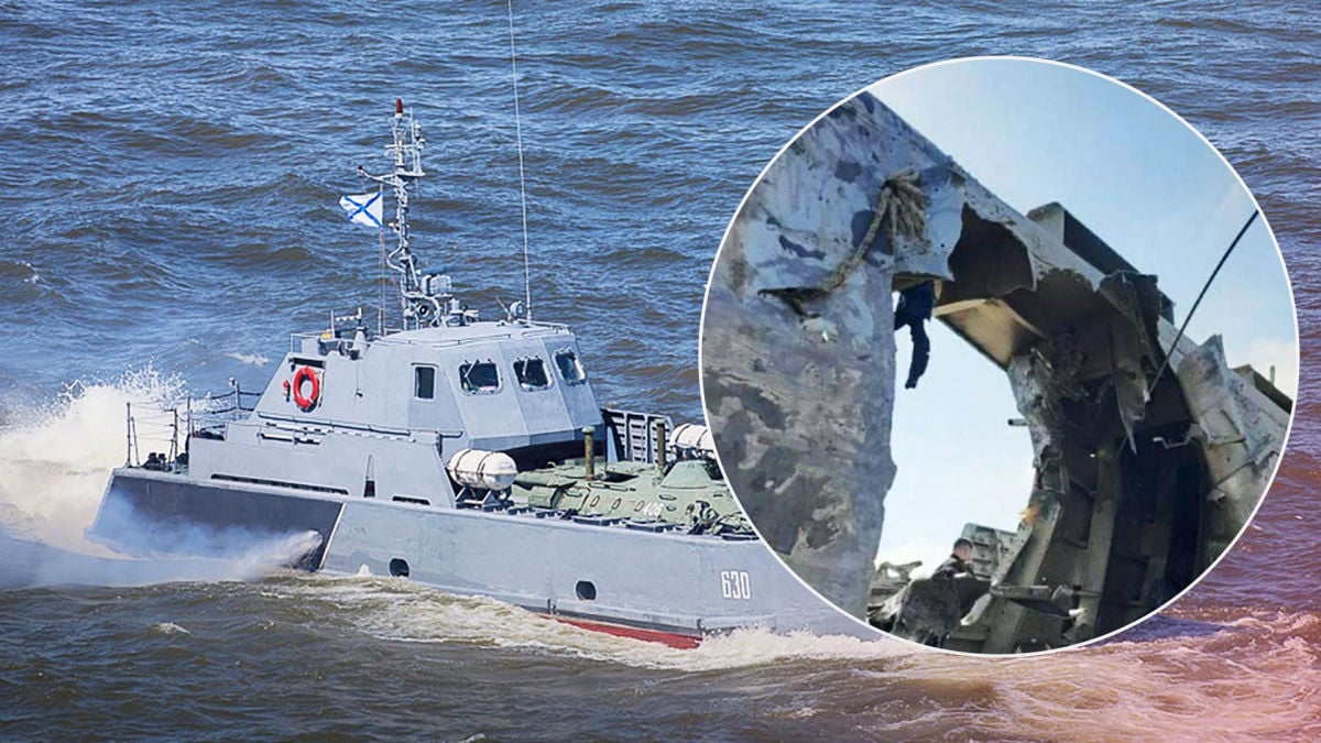 ​Перевозили десант врага и БТРы: в ГУР опубликовали кадры атаки на десантные катера в Крыму